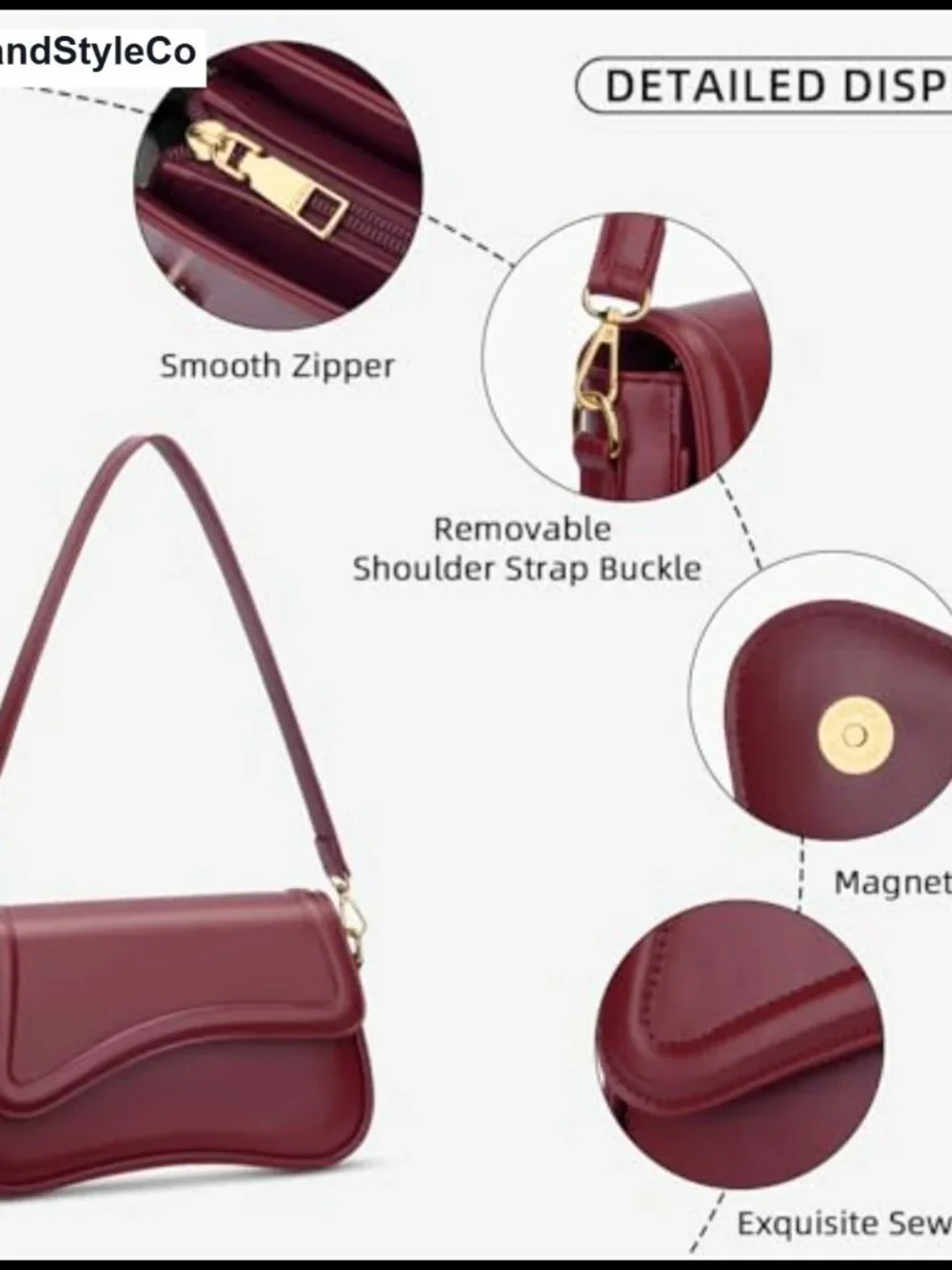 Small Faux Leather Hobo Shoulder Bag Mini Clutch Crossbody Purse